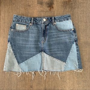 Garage Patchwork Denim Skirt